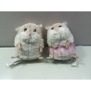 Ganz Ballerina Lil' Hamsters Lot of 2 Tan  3 1/2” Plush Pink Outfit